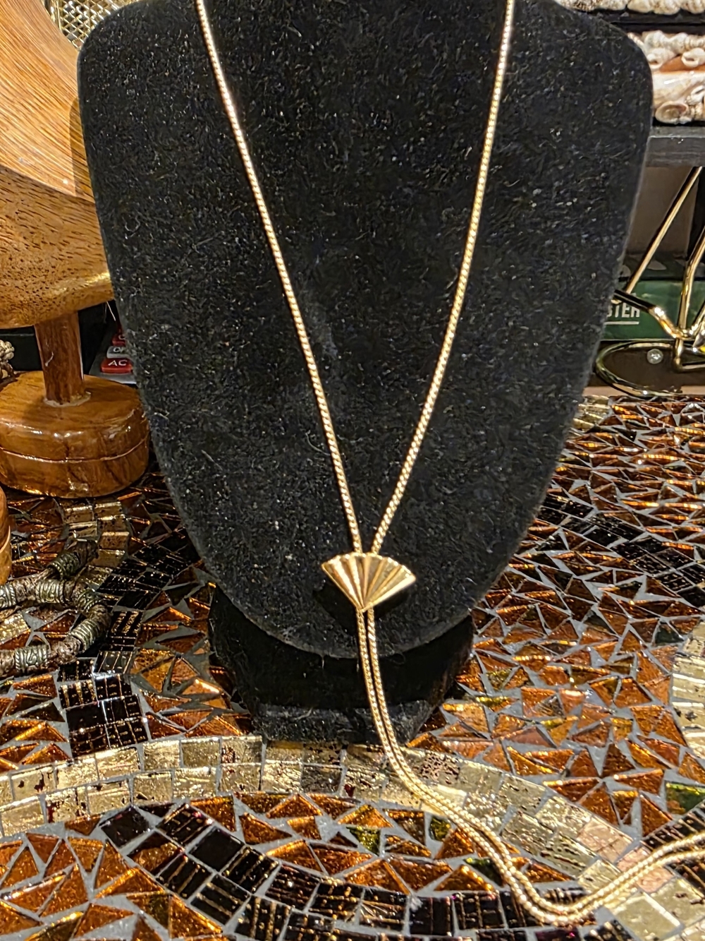 Gold Fan Lariat Necklace - Women's Jewelry
